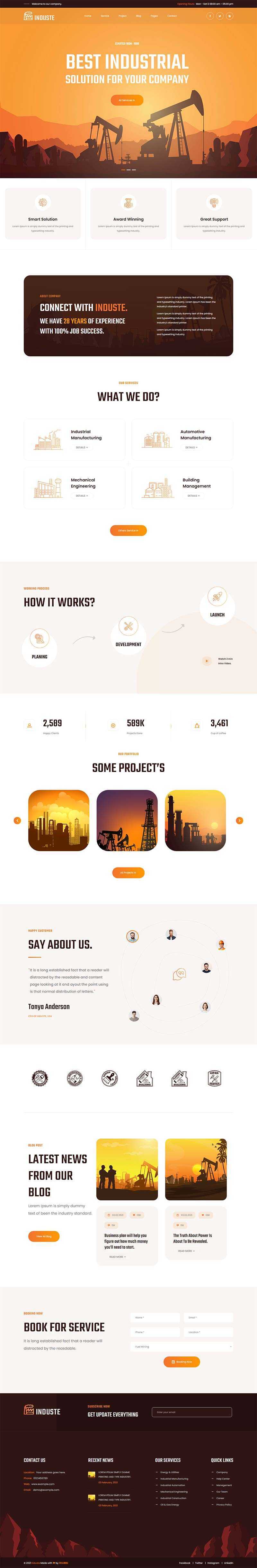 Bootstrap橙色多用途的工业生产企业网站html模板 - 项目资源网