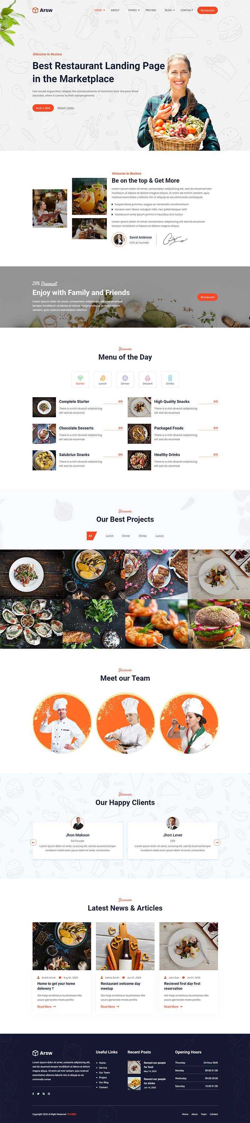 响应式甜品美食餐厅，快餐店网站HTML模板 - 项目资源网