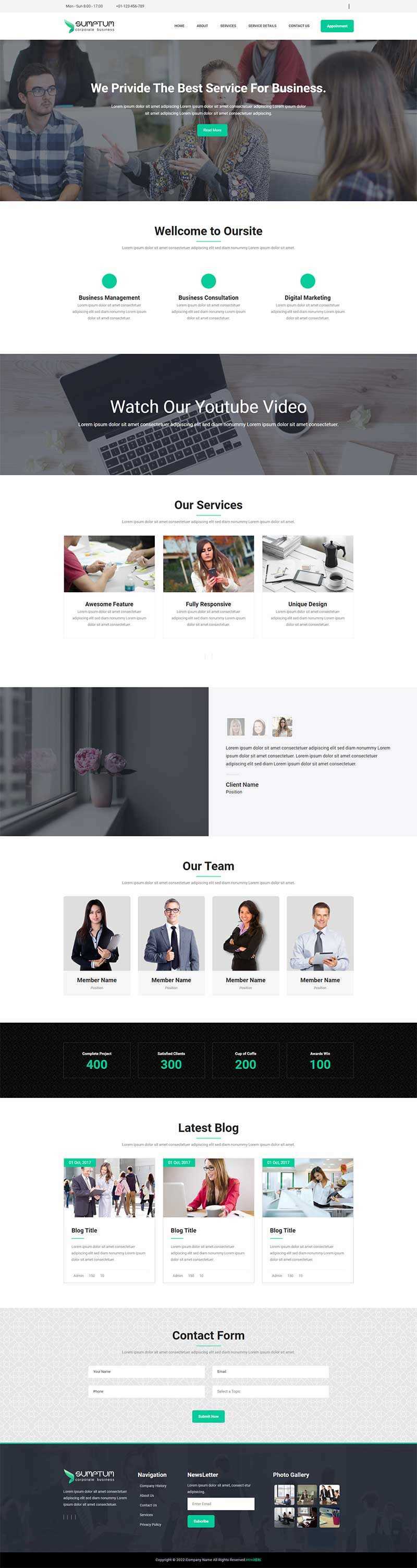 宽屏大气的企业官网网站模板 HTML模板 - 项目资源网