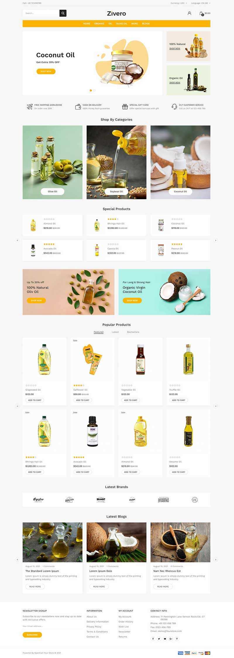 清爽风格食用油网上商城html模板 - 项目资源网