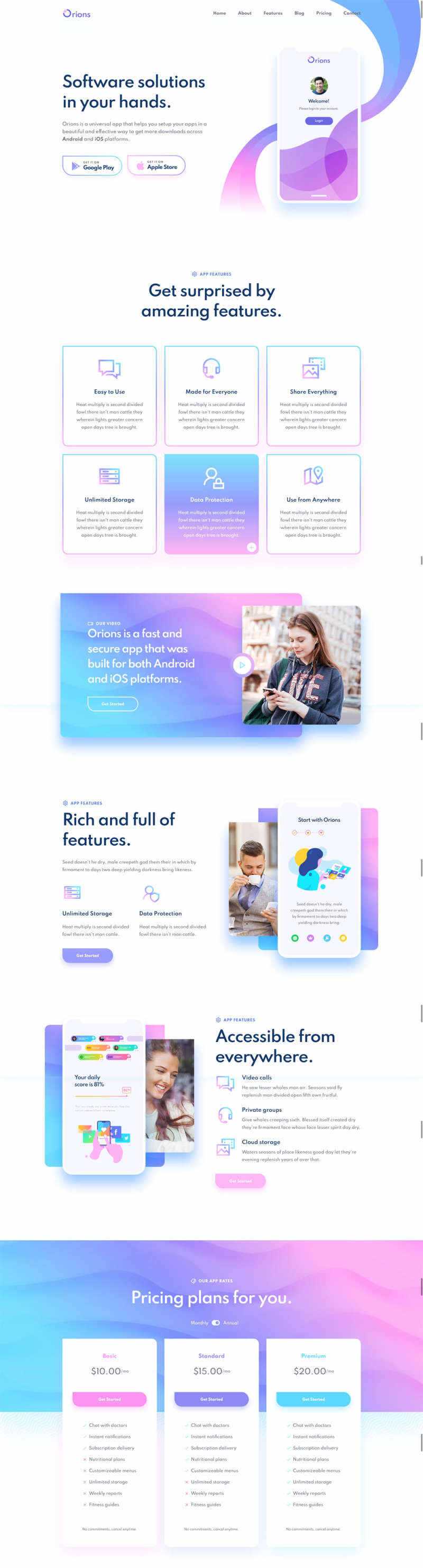 响应式app应用程序网页模板 - 项目资源网