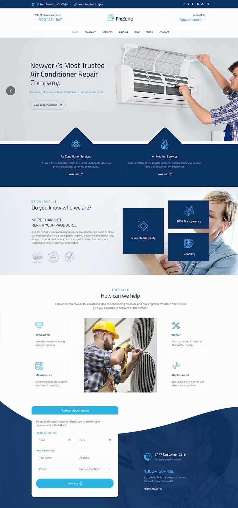 Bootstrap空调电器维修服务网站HTML模板 - 项目资源网
