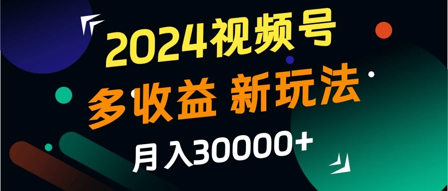 2024视频号多收益新玩法，月入3w+，新手小白都能简单上手！ - 项目资源网