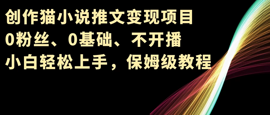 小说推文变现项目，0粉丝、0基础、不开播、小白轻松上手，保姆级教程 - 项目资源网