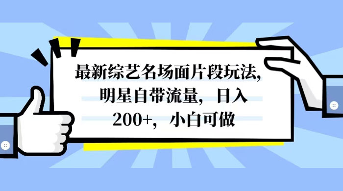 最新综艺名场面片段玩法，明星自带流量，日入200+，小白可做 - 项目资源网