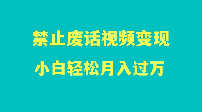 最新蓝海项目，靠禁止废话视频变现，一部手机，小白轻松月入过万！ - 项目资源网