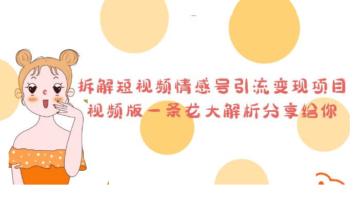 拆解短视频情感号引流变现项目：视频版一条龙大解析分享给你 - 项目资源网