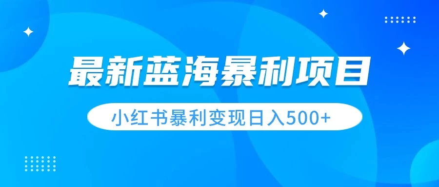 最新暴利蓝海项目，小红书图文变现，轻松实现日收益500+ - 项目资源网