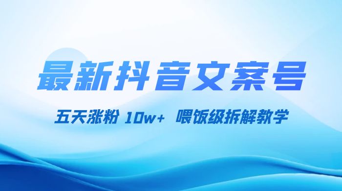 最新抖音暴力文案号，五天涨粉 10w+，喂饭级拆解教学 - 项目资源网